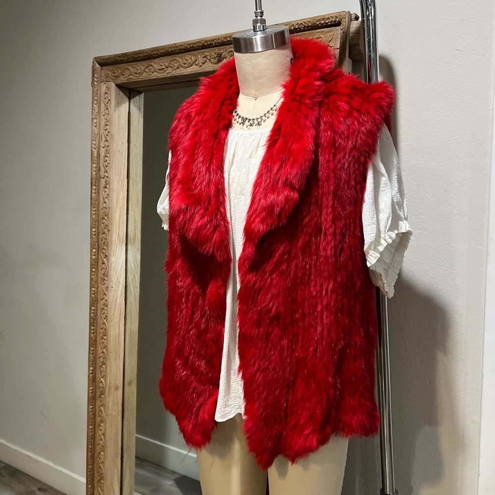 Red Rabbit Fur Vest